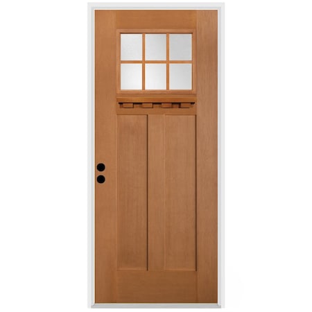 Codel Doors 32" x 80" Fir Grain Shaker Exterior Fiberglass Door 2868RHISPFGHER2066C491610BM